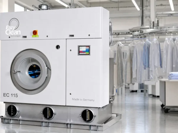 EazyClean EC 115 dry cleaning machine in a modern commercial textile care facility